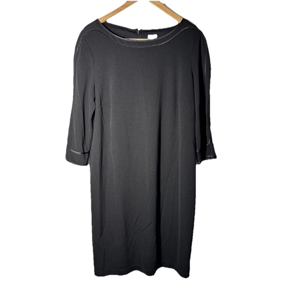 Chicos Midi Dress 3/4 Sleeve Boatneck Machine Washable  Size 12 (2) Medium‎